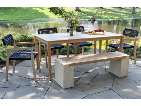Outdoor Interiors Antique Wash Wood Patio Dining Set