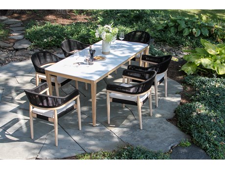 Outdoor Interiors Antique Wash Wood Patio Dining Set