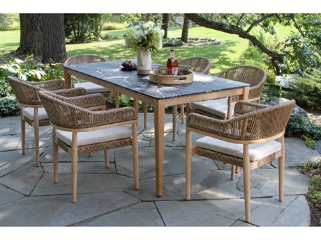 Outdoor Interiors Antique Wash Wood Patio Dining Set