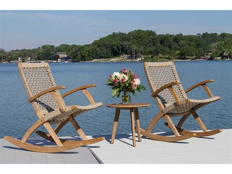 Outdoor Interiors Antique Wash Wood Patio Lounge Set