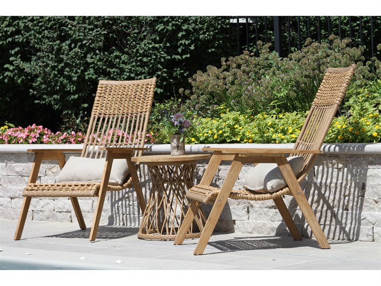 Outdoor Interiors Bohemian Wood Patio Lounge Set 4