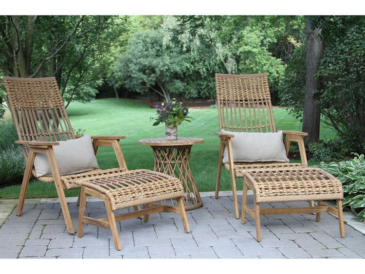 Outdoor Interiors Bohemian Wood Patio Lounge Set 2