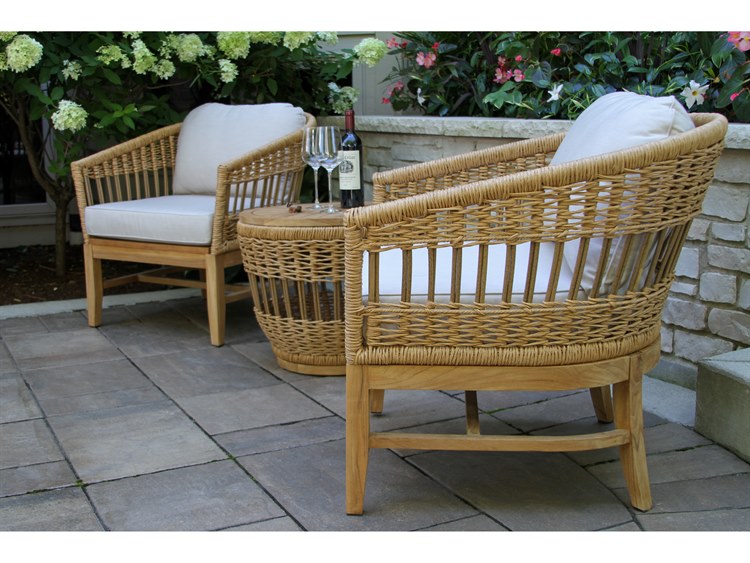 Outdoor Interiors Bohemian Wood Patio Lounge Set 6