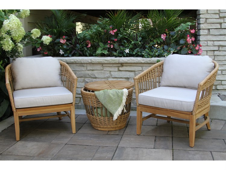 Outdoor Interiors Bohemian Wood Patio Lounge Set 5