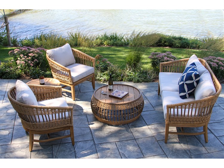 Outdoor Interiors Bohemian Wood Patio Lounge Set 10