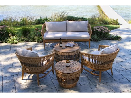 Outdoor Interiors Bohemian Wood Patio Lounge Set