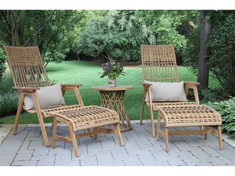 Outdoor Interiors Bohemian Wood Patio Lounge Set