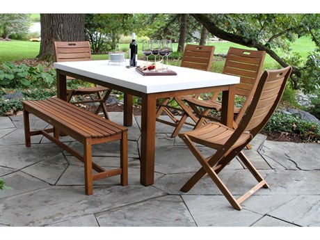 Outdoor Interiors Eucalylptus Wood Dining Set