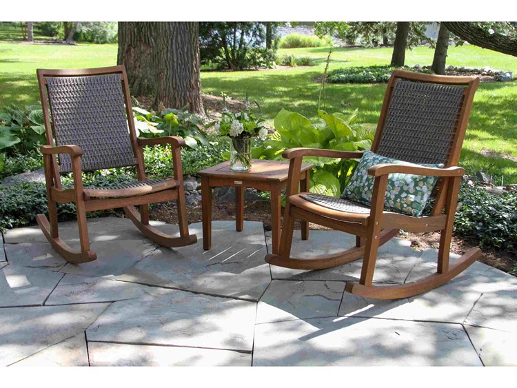 Outdoor Interiors Eucalylptus Wood Rope Lounge Set 3