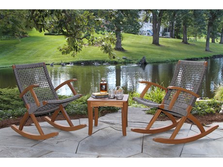 Outdoor Interiors Eucalylptus Wood Rope Lounge Set
