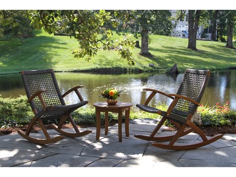 Outdoor Interiors Eucalylptus Wood Rope Lounge Set