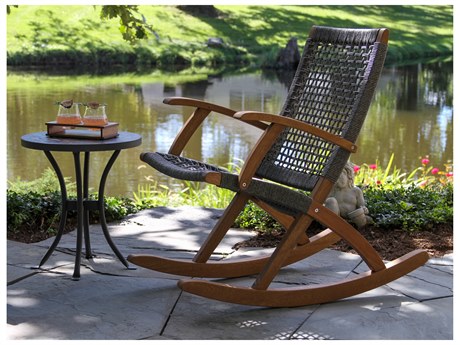 Outdoor Interiors Eucalylptus Wood Rope Lounge Set