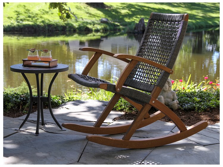 Outdoor Interiors Eucalylptus Wood Rope Lounge Set