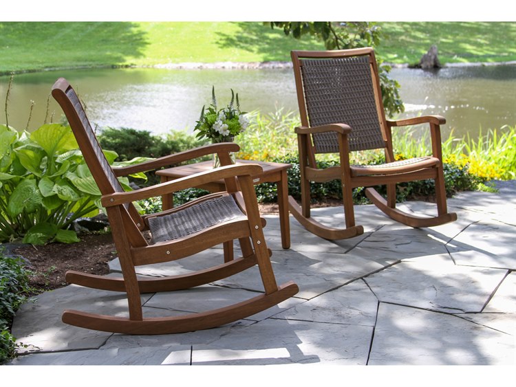 Outdoor Interiors Eucalylptus Wood Rope Lounge Set 4