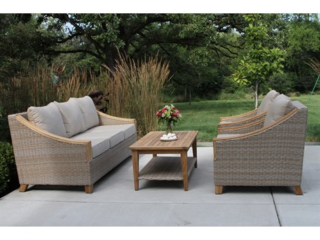 Outdoor Interiors Teak Cushion Lounge Set