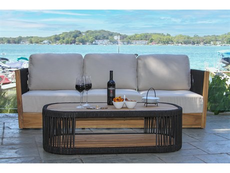 Outdoor Interiors Teak Rope Cushion Lounge Set