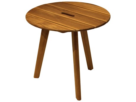 Outdoor Interiors Teak Accent Table w handle, 20" Dia.