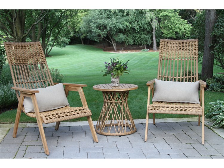 Outdoor Interiors Bohemian Teak and Wicker Accent Table 3