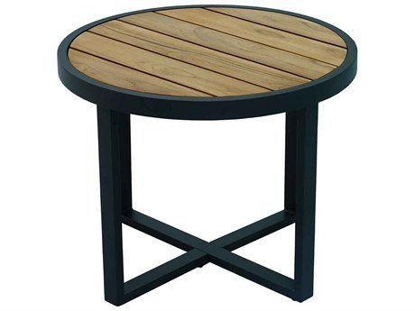 Outdoor Interiors Portofino Teak & Aluminum Accent Table, 24" Dia