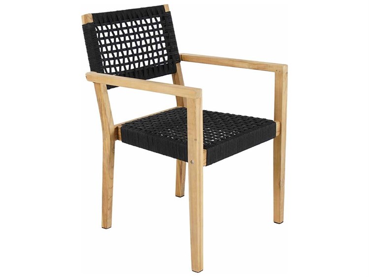 Outdoor Interiors Teak & Black Rope Stacking Dining Chair (Price Includes Two)