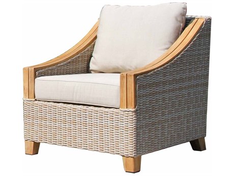 Outdoor Interiors Teak & Ash Wicker Armchair w Sunbrella _x000D_ Sunbrella Cushions