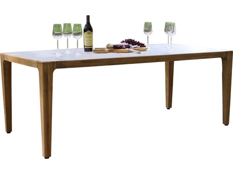 Outdoor Interiors Teak & Monte Bianco Sintered Stone Dining Table, 78.5" x 39.5"