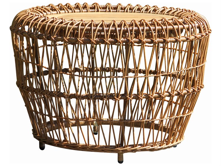 Outdoor Interiors On the Vine Round Wicker Accent Table, 25" Dia.