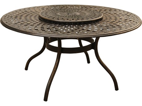 Oakland Living Mesh Modern Aluminum Bronze 59 Wide Round Dining Table With Lazy Susan Ol1022round59moderntablelazybz - 60 Round Patio Table With Lazy Susan