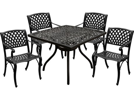 Oakland Living Modern Aluminum 37'' Black Square Patio Dining Set with Four Chairs