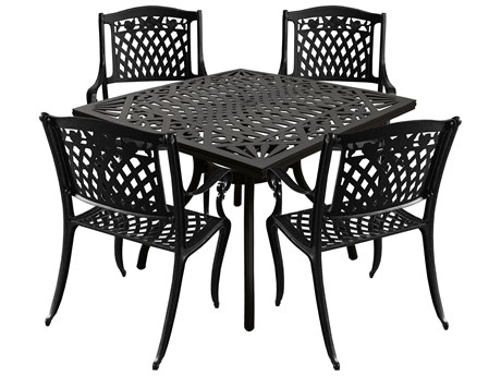 Oakland Living Modern Aluminum 37'' Black Square Outdoor Dining Set with Four Chairs