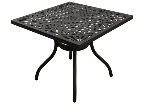 Oakland Living Ornate Aluminum Black Square Patio Dining Table