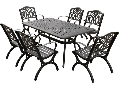 Oakland Living Modern Aluminum 67'' Black Rectangular Patio Dining Set with Six Chairs