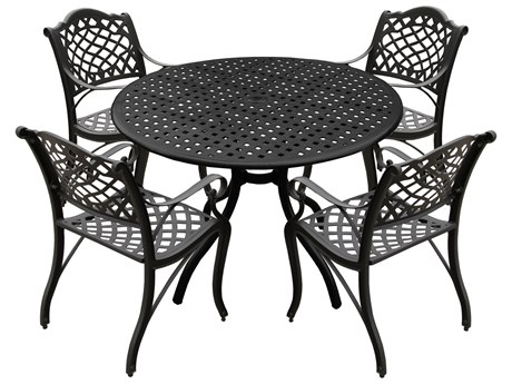 Oakland Living Modern Aluminum 42'' Black Round Outdoor Patio Dining Set with Four Chairs