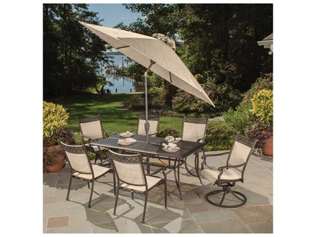 Castelle Madrid Sling Cast Aluminum Dining Set | MADRIDSLINGDINSET