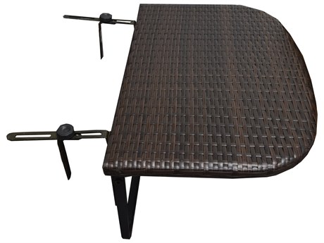 Oakland Living Brown Indoor and Foldable Wicker Balcony Table with Frame and Adjustable Clamps