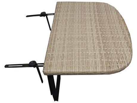 Oakland Living Tan Indoor and Foldable Wicker Balcony Table with Frame and Adjustable Clamps