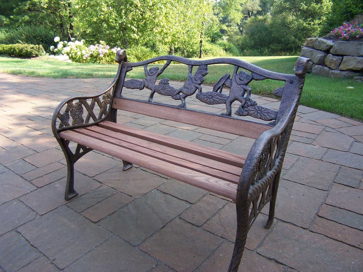 Oakland Living Frogs Cast Iron Garden Decorative Bench with Frog Design ...