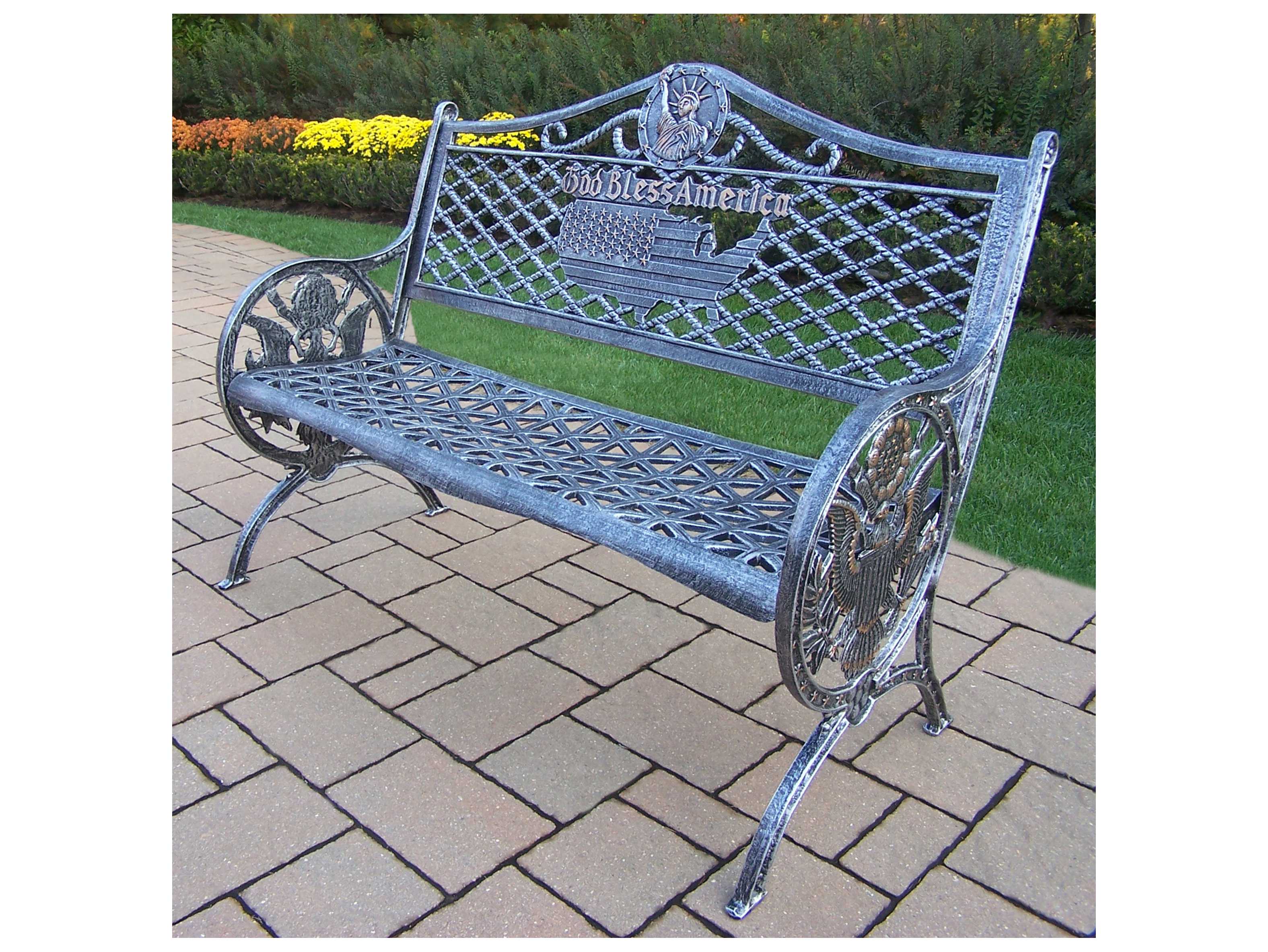 Oakland Living American Heritage Cast Aluminum GOD Bless America Bench