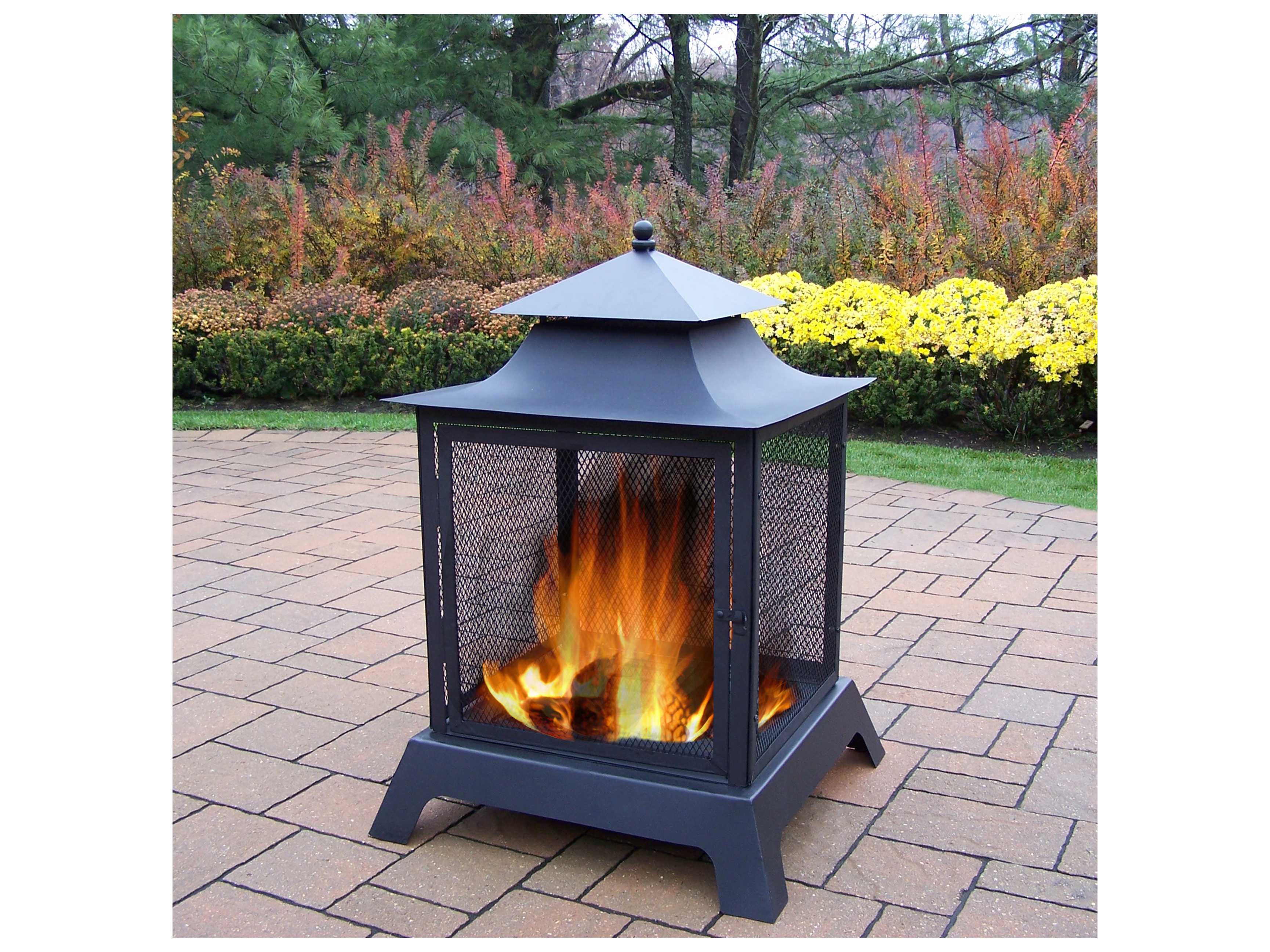 Oakland Living Extruded Iron Full Sides View Fire Pit with Spark Guard