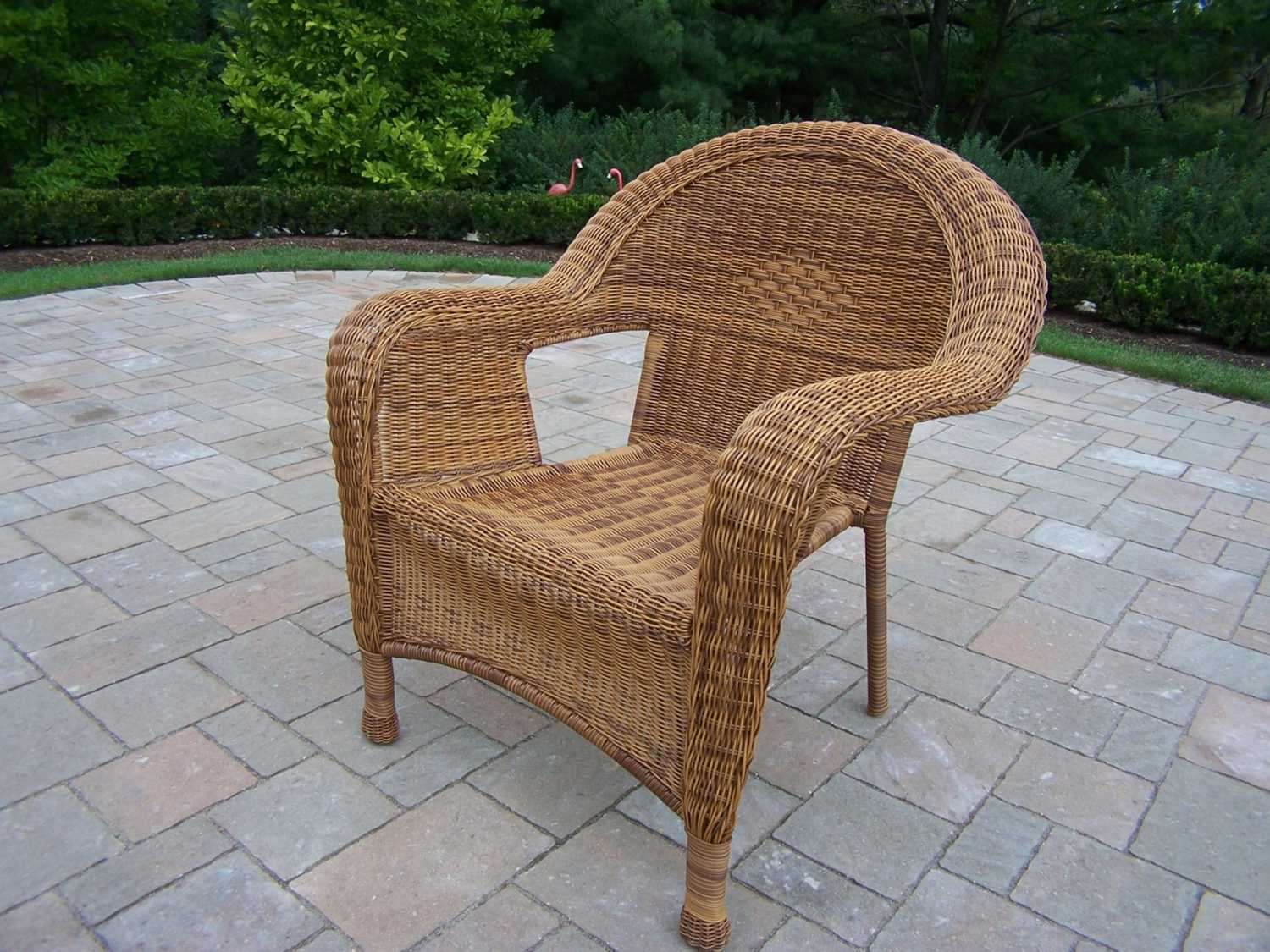 Oakland Living Resin Wicker Pair 2 Arm Dining Chair OL90030CNT