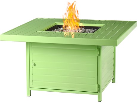 Oakland Living Square Aluminum Propane Patio Fire Pit Table with Glass Beads