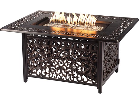 Oakland Living Aluminum Rectangular Propane Outdoor Patio Fire Pit Table with Fire Beads