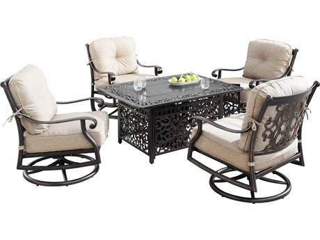 Oakland Living Aluminum 48'' Rectangular Fire Pit Table Set