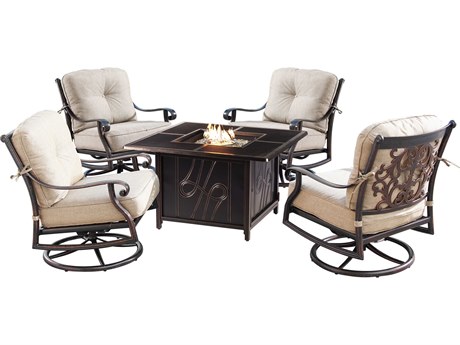 Oakland Living Aluminum Cushion 42'' Square Fire Pit Table Set