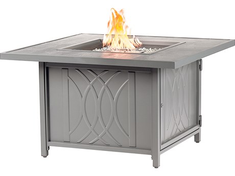 Oakland Living Square Aluminum Propane Outdoor Fire Pit Table with Glass Beads