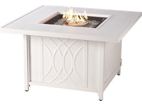 Oakland Living Square Aluminum Propane Outdoor Patio Fire Pit Table with Glass Beads