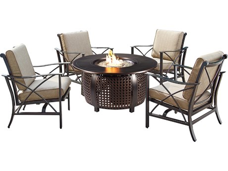 Oakland Living Aluminum 44'' Round Fire Pit Table Set