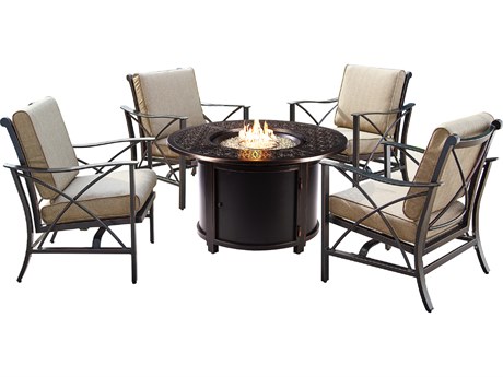 Oakland Living Aluminum 44'' Round Fire Pit Table Set
