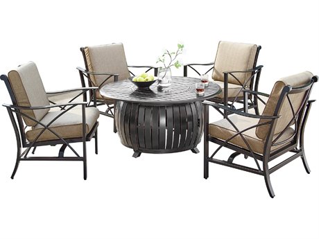 Oakland Living Aluminum 44'' Round Fire Pit Table Set