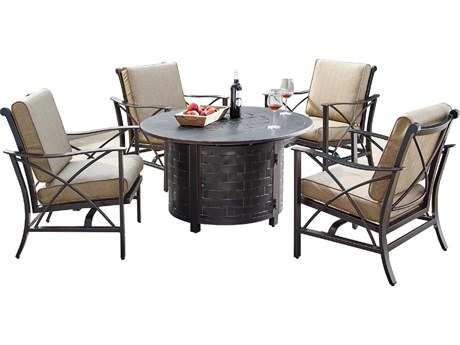 Oakland Living Aluminum 44'' Round Fire Pit Table Set